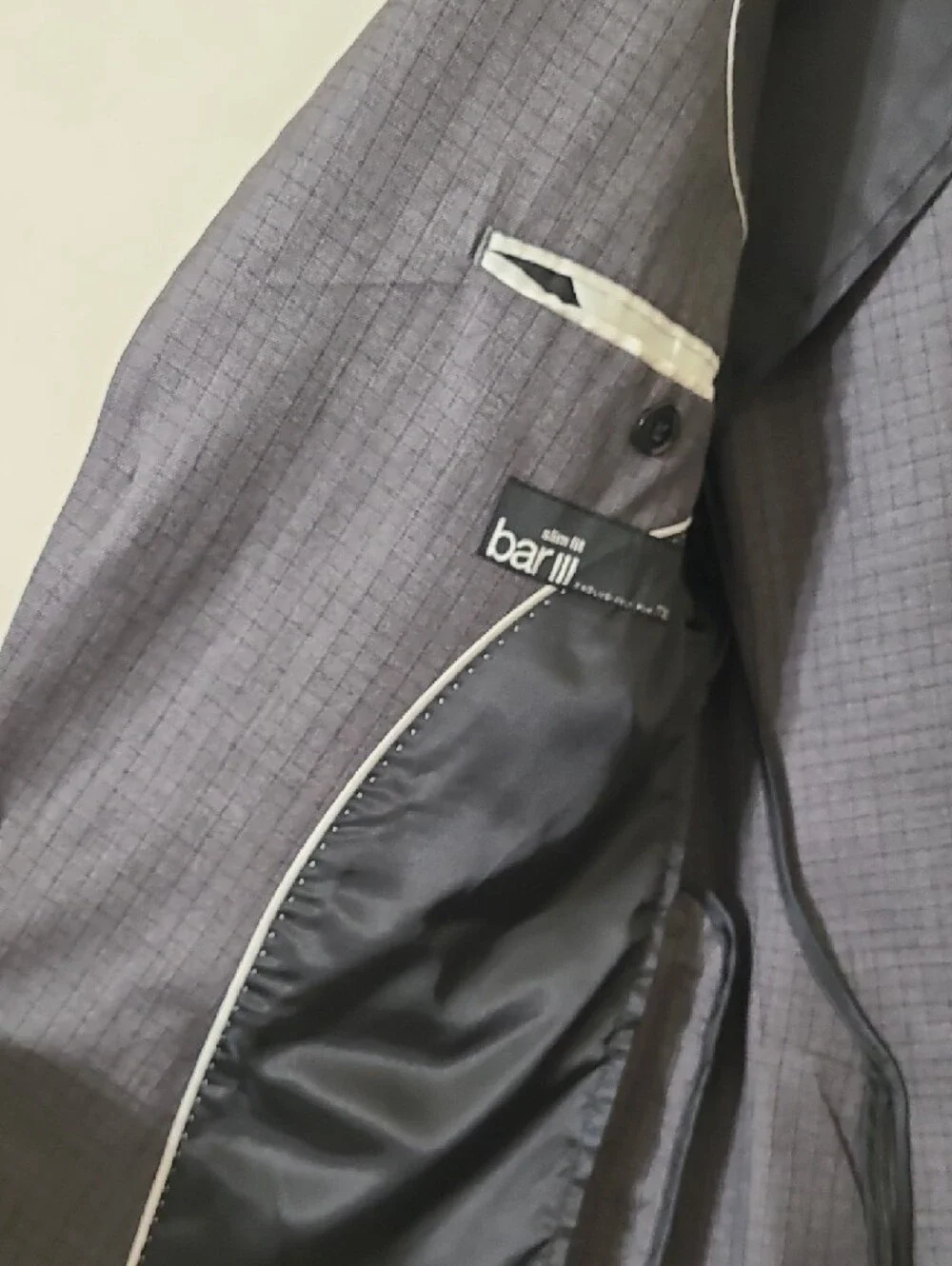 Bar‎ III Men's Slim Fit Grey Two-Button Sport Coat Blazer - Size 38S